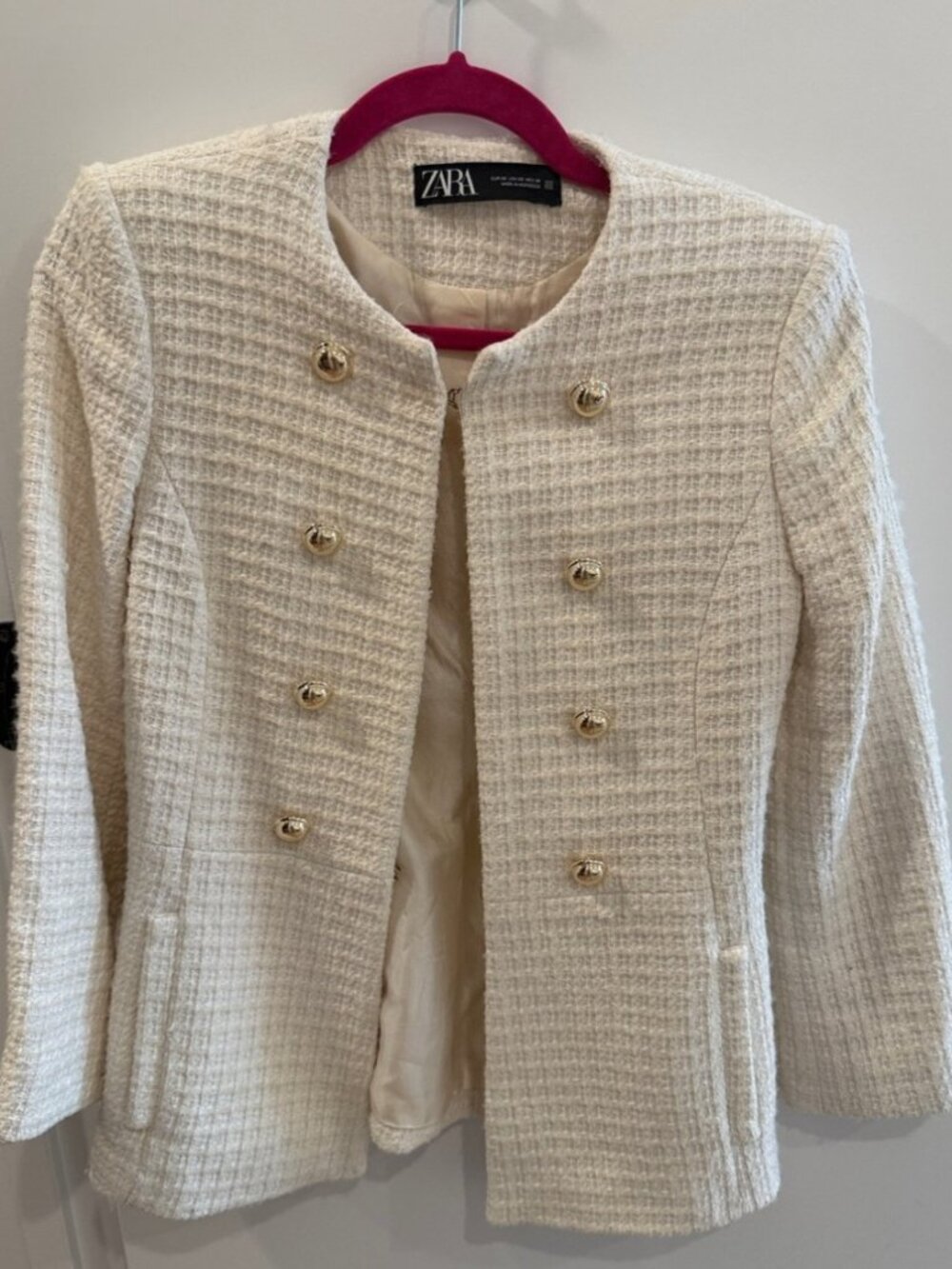 ZARA Cream double breasted Blazer XS